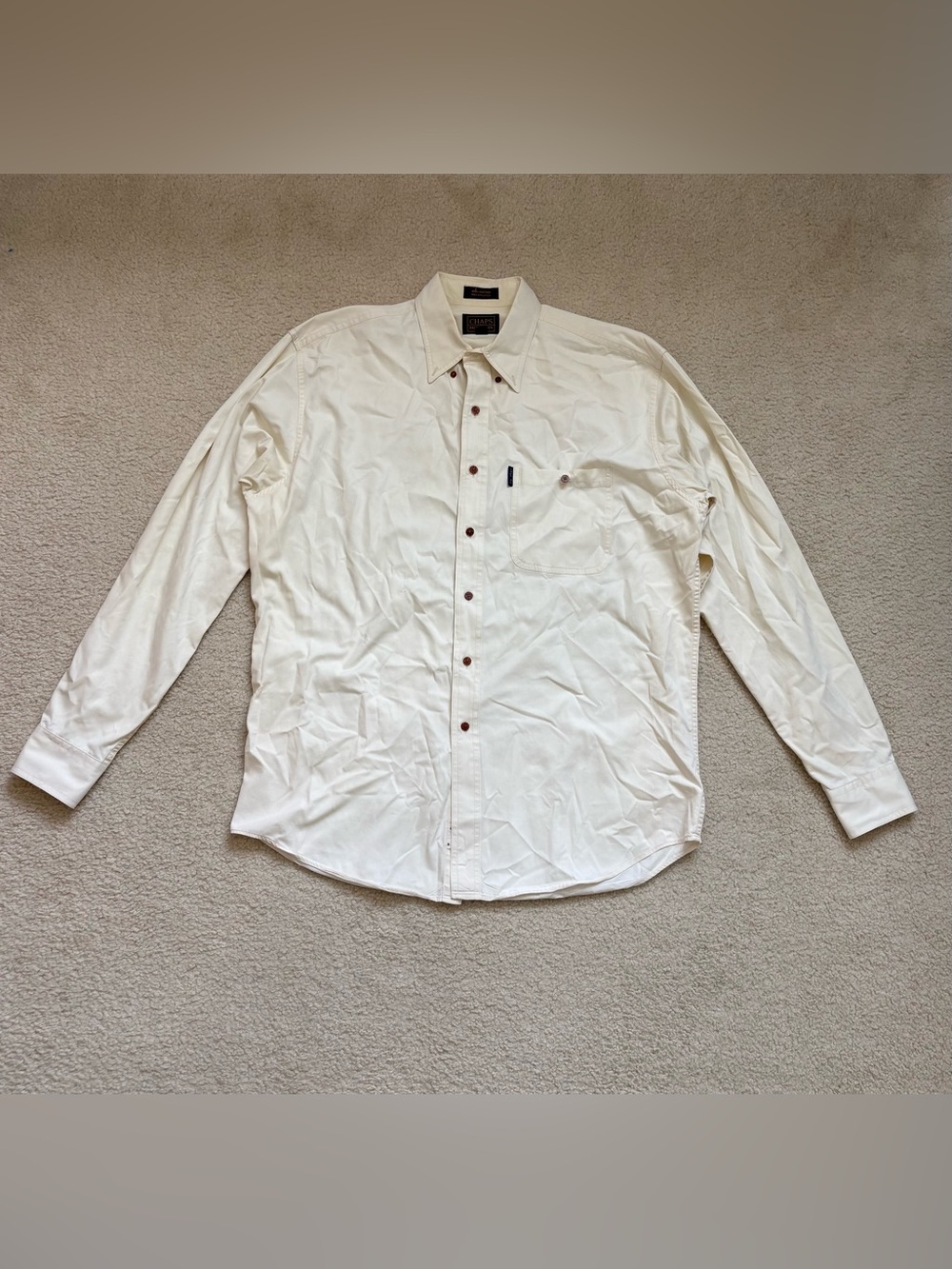 Vintage Chaps Ralph Lauren white button down long sleeve shirt sz 16 neck preppy